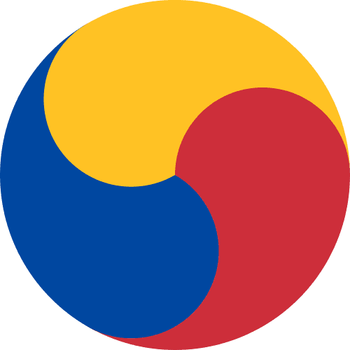 Korean Pujok talisman on yellow paper with red ink symbols including Chinese characters and protective diagrams