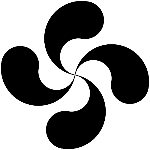 A silver lauburu pendant showing the distinctive four-headed Basque cross with curved comma arms